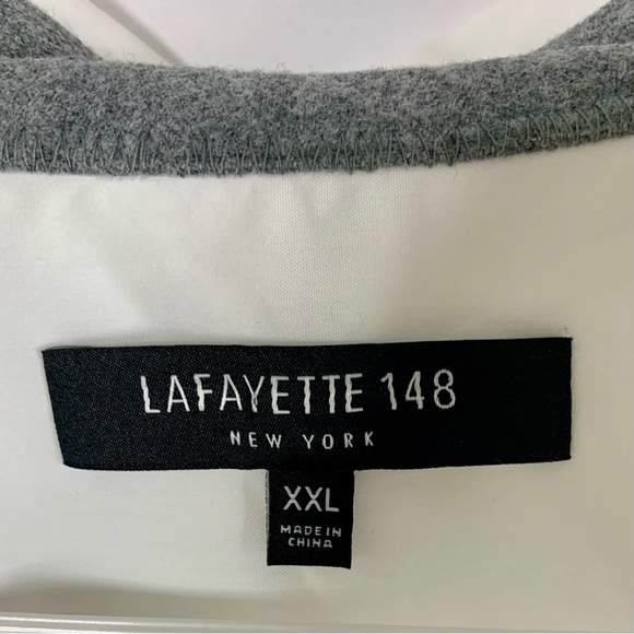 Lafayette 148 Jessie Crystal Oversized‎ White Poplin Shirt Tunic Top Sz XXL EUC - Picture 5 of 15